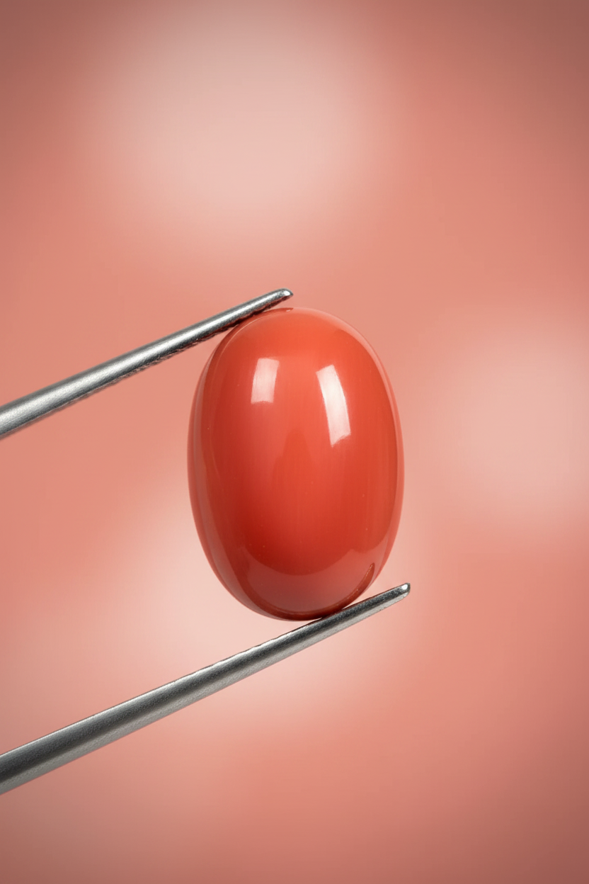 Italian Red Coral 6 Carat Extreme Macro Tweezer Shot