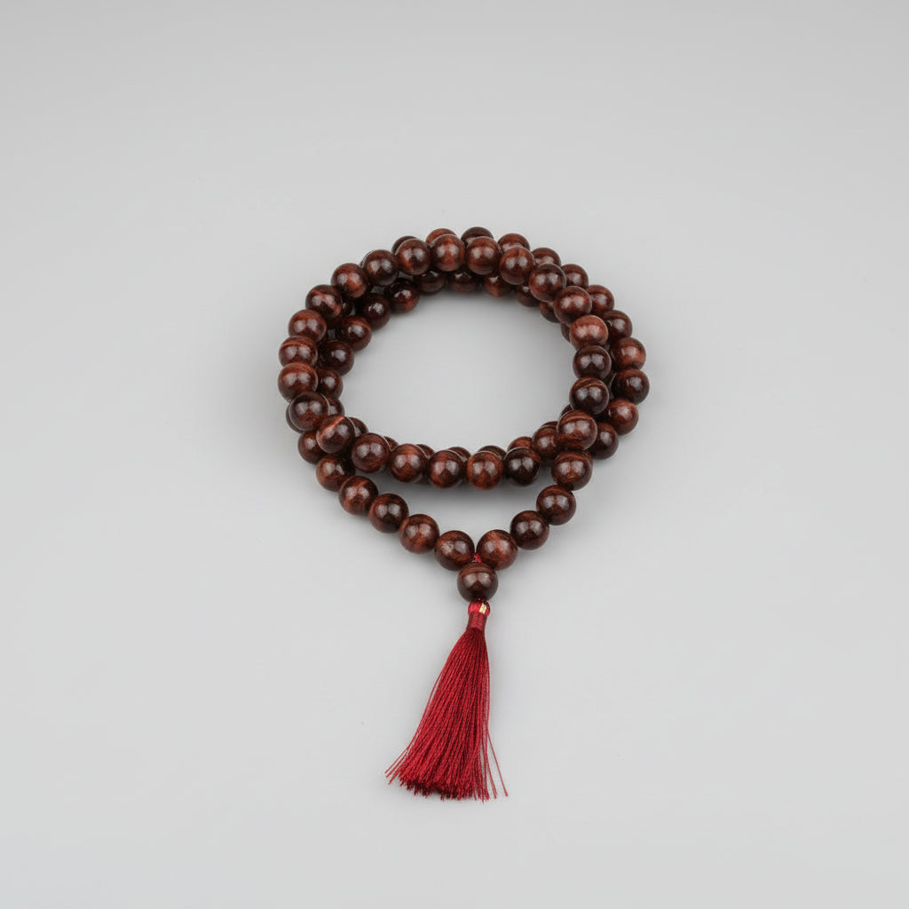 Red Tiger Eye Round Mala Without Knots-10 mm