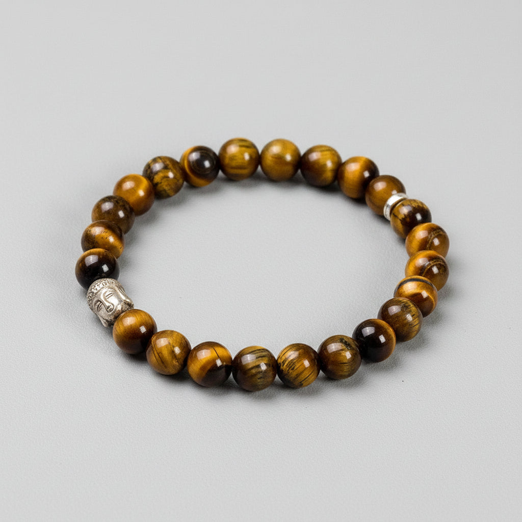 Tiger Eye Buddha Charm Bracelet-12 mm