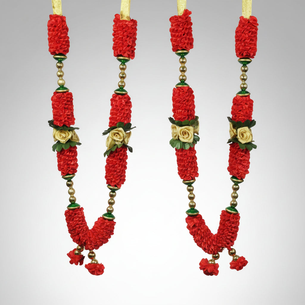 Deity Garlands Medium Set of 2 (Design XIII)-White