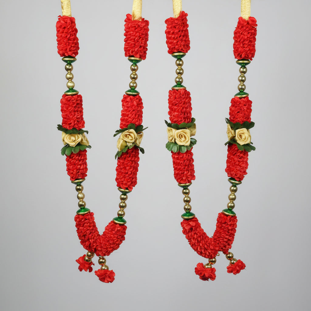 Deity Garlands Medium Set of 2 (Design XIII)-Red