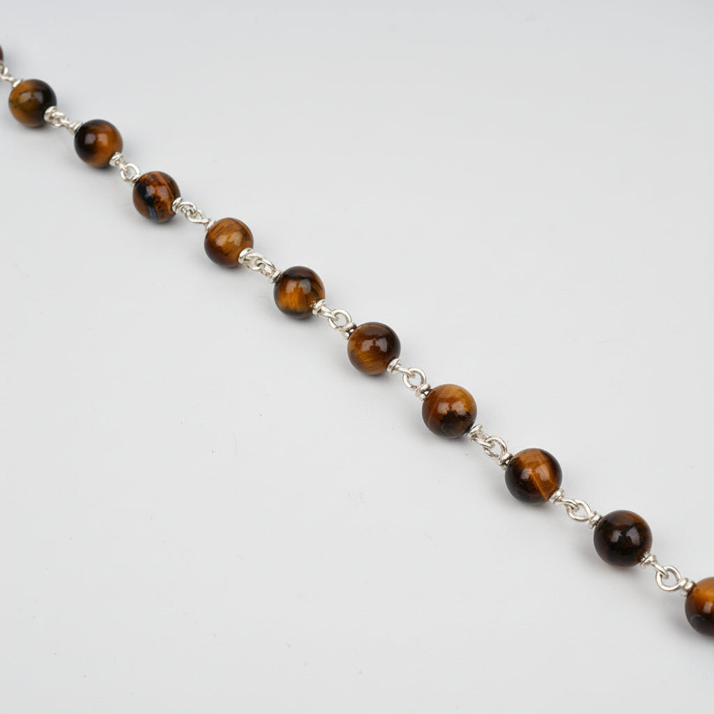 Tiger Eye 925 Silver Wire Bracelet-8 mm