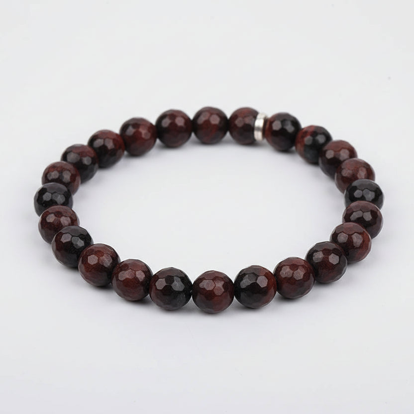 Red Tiger Eye Faceted Beads Bracelet-8 mm