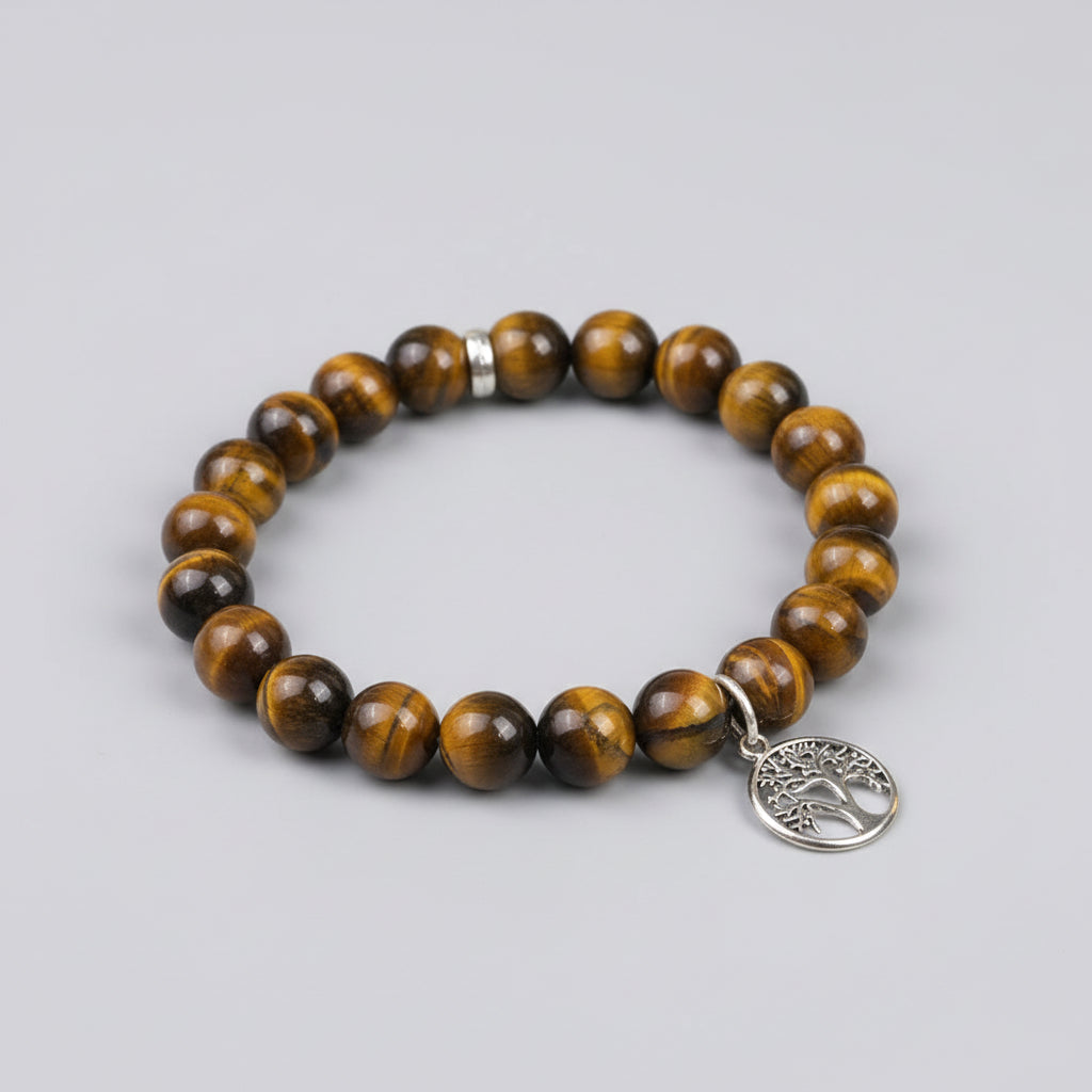 Tiger Eye Tree of Life Trinklet Bracelet-10 mm