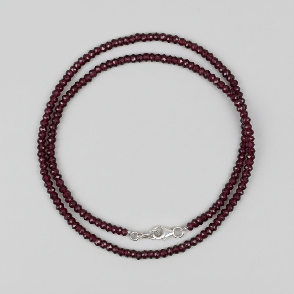 Garnet Faceted Button Shape Mala - 4 mm