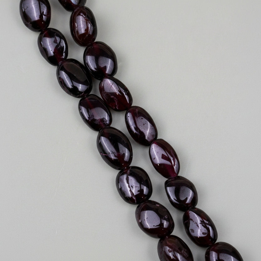 Natural Garnet Oval Beads Mala