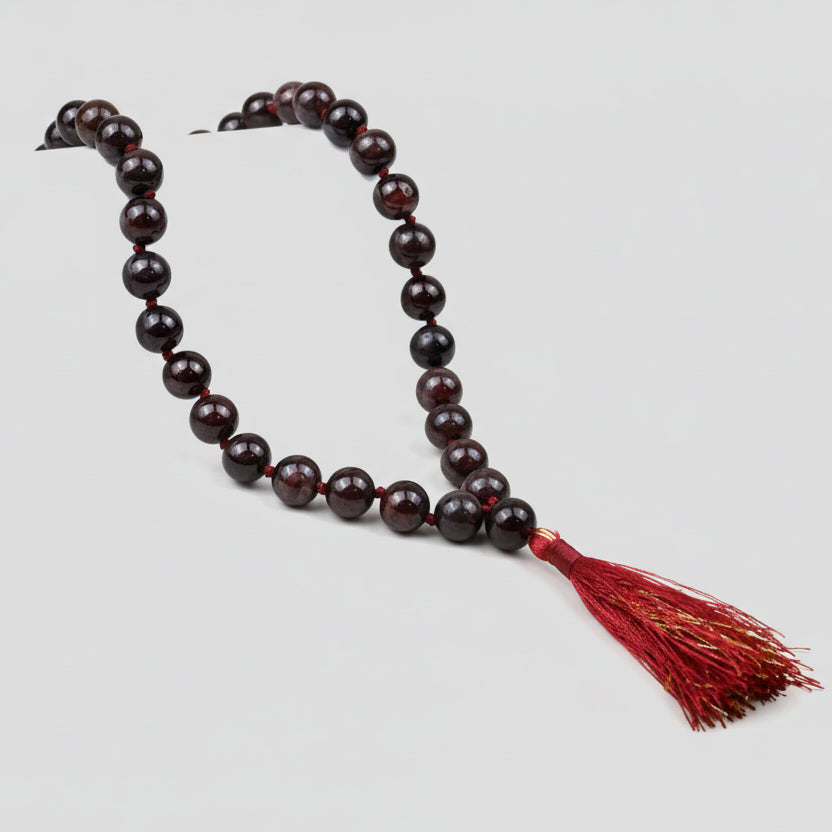 Natural Garnet Knotted Mala-4 mm