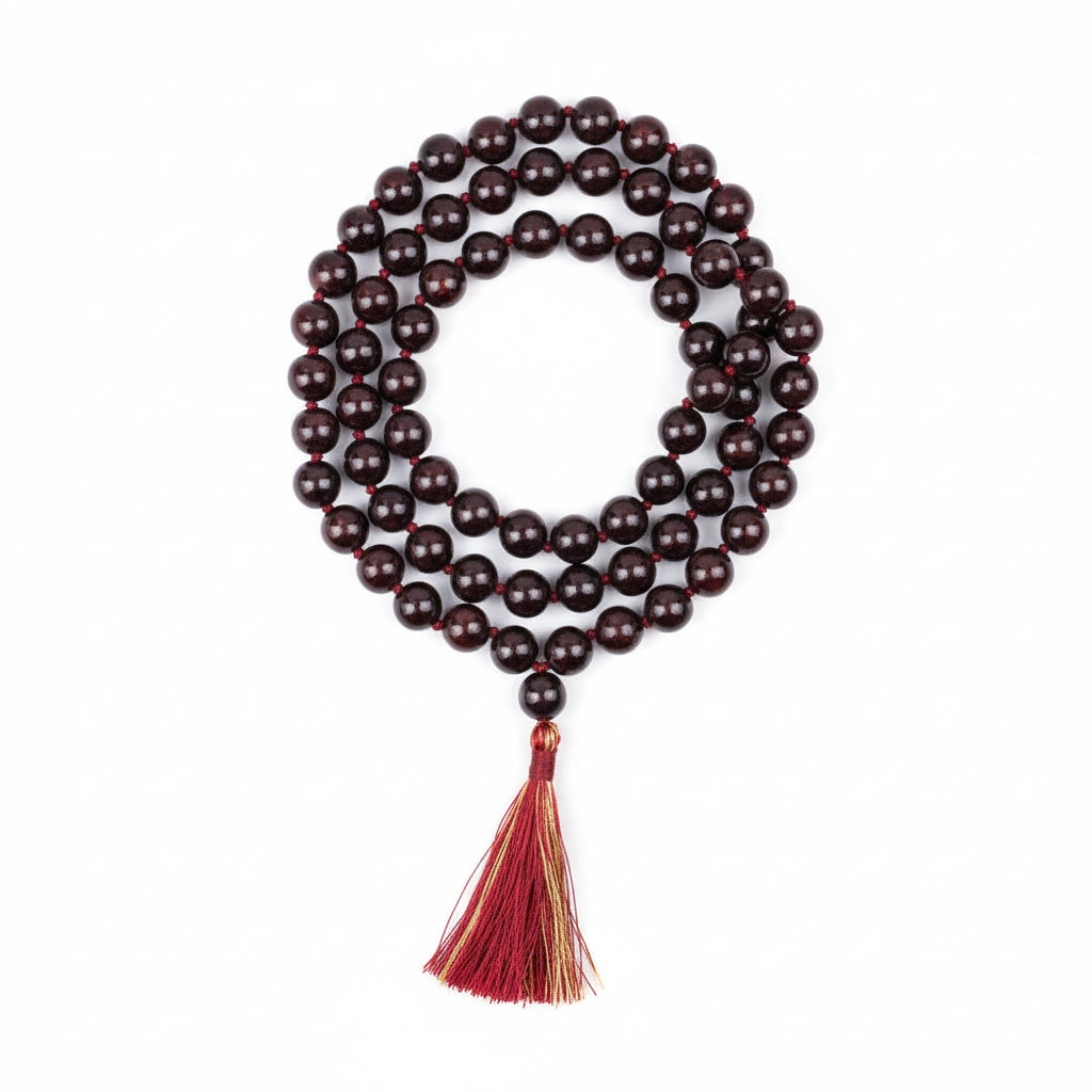 Natural Garnet Knotted Mala-9 mm