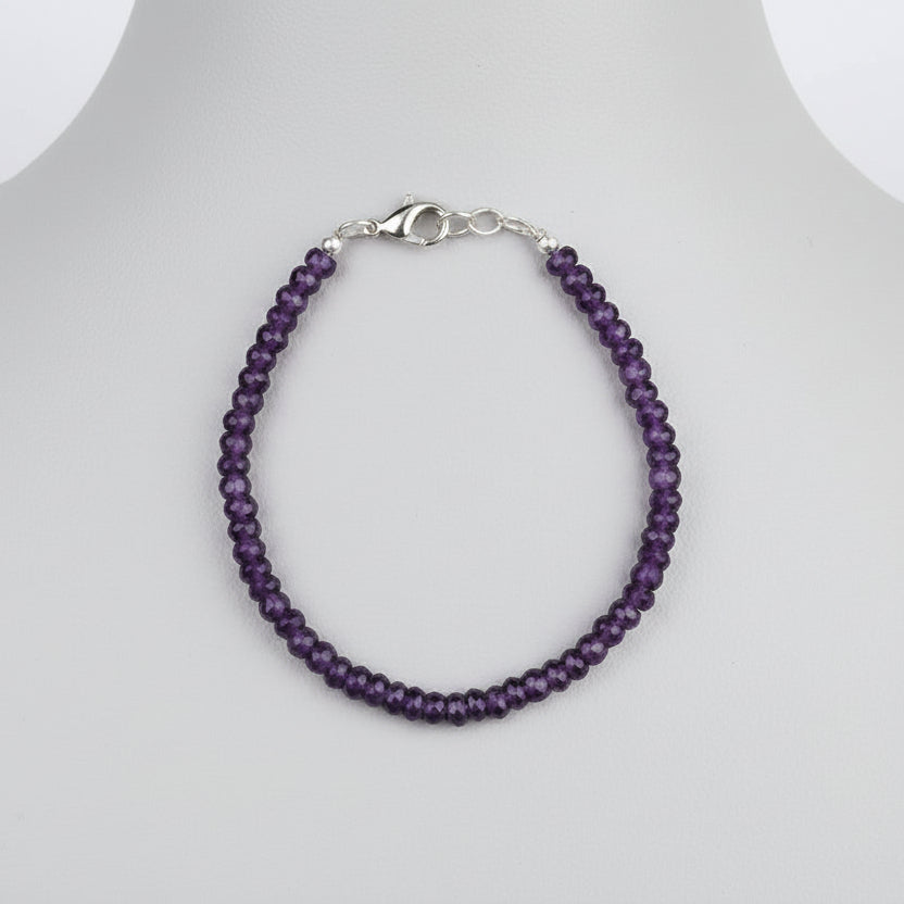 Amethyst Faceted Button Shape Beads Bracelet-6 mm
