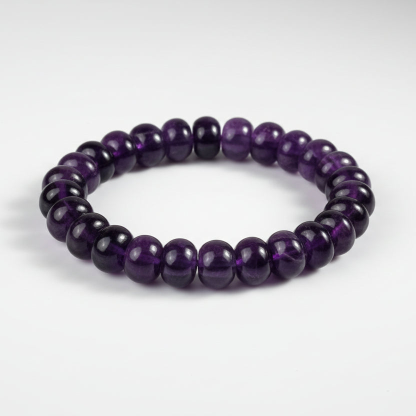 Amethyst Elliptical Beads Bracelet-8 mm