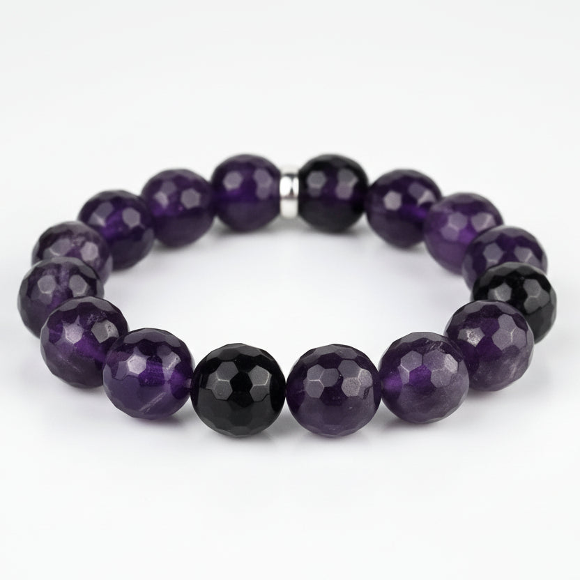 Amethyst Faceted Beads Bracelet-10 mm