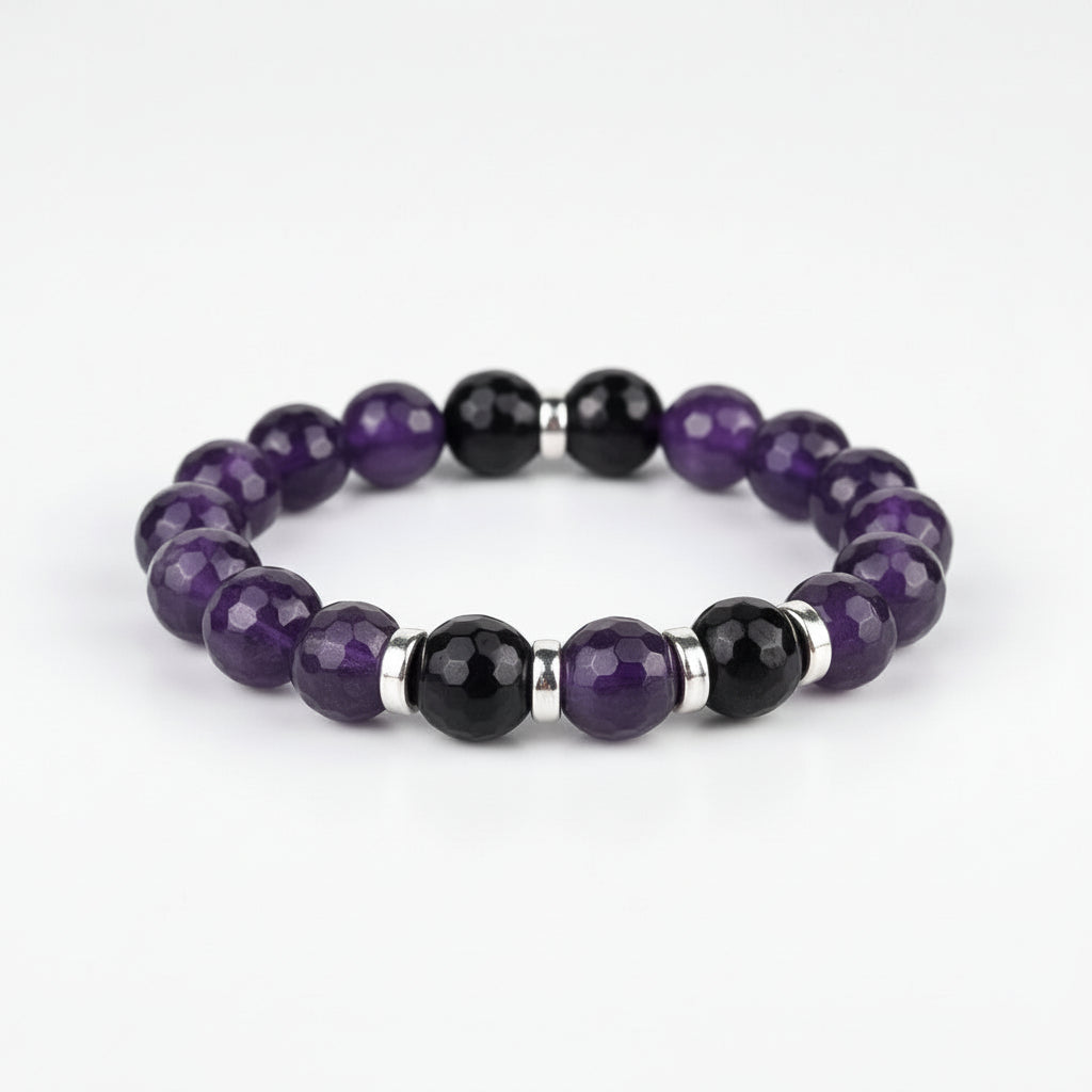 Amethyst Faceted Beads Bracelet-8 mm
