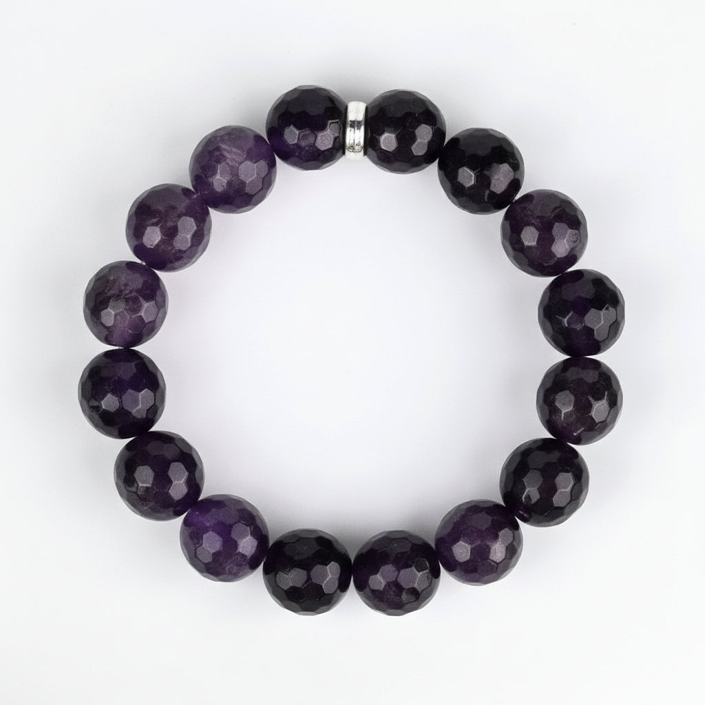 Amethyst Faceted Beads Bracelet-8 mm