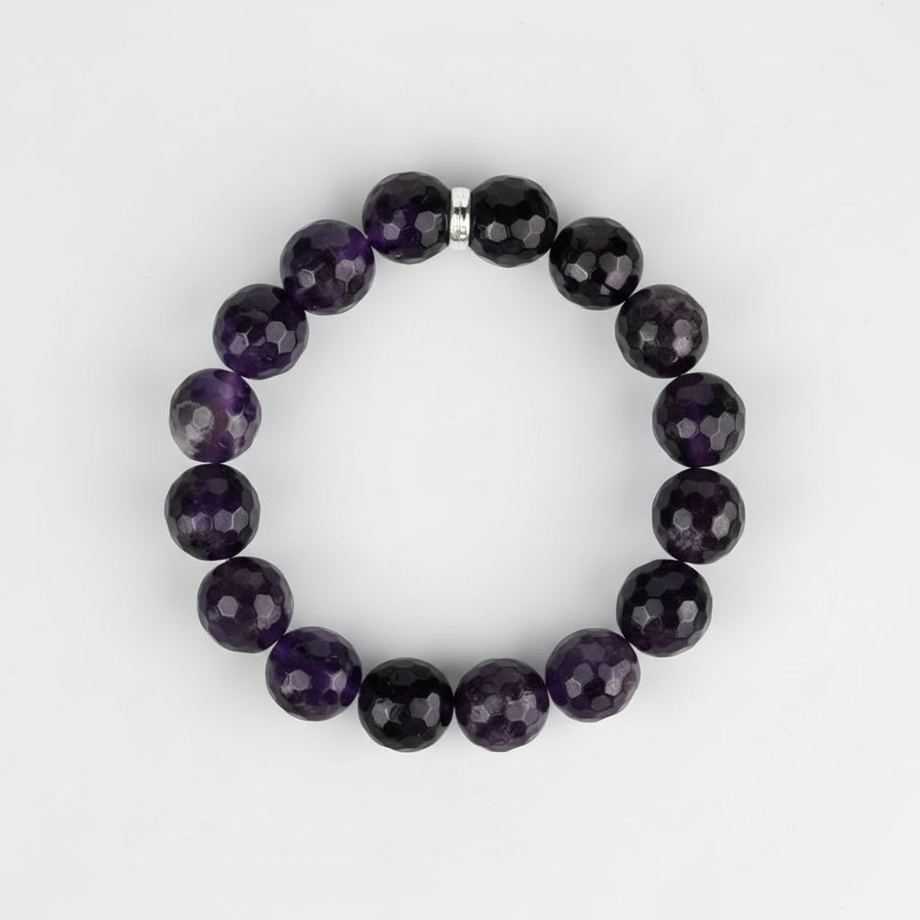 Amethyst Faceted Beads Bracelet-10 mm