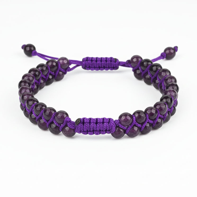 Amethyst Faceted Beads Double Layer Thread Bracelet