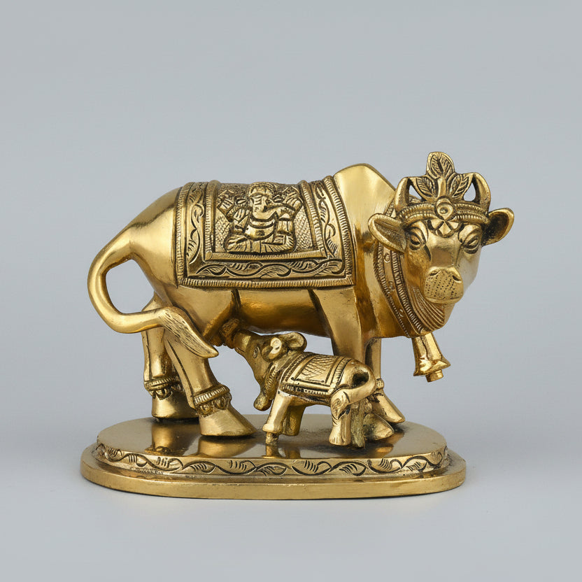 Gaumata With Calf Brass Statue