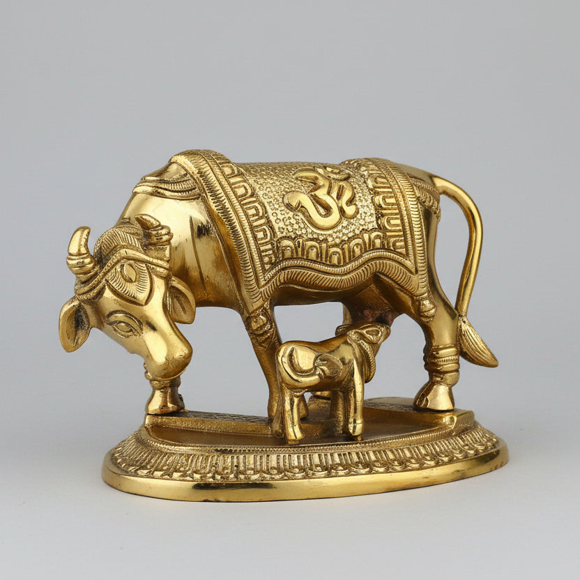 Gaumata With Calf Brass Murti