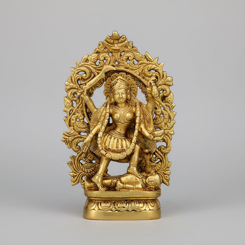 Kali Maa Brass Idol with Prabhavali Arch