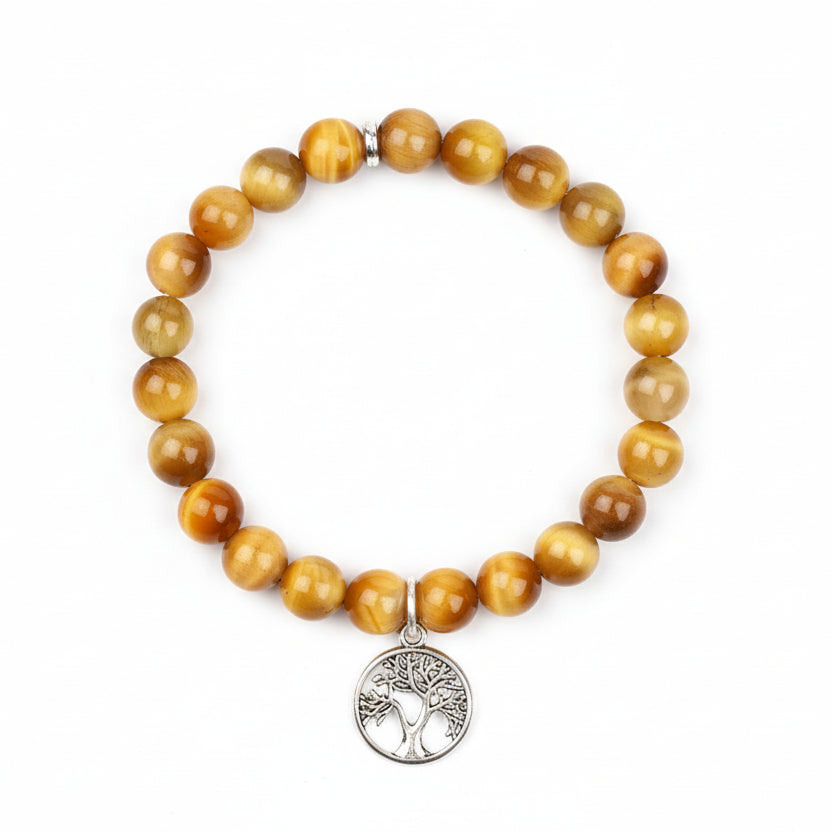 Brown Cats Eye Tree of Life Trinklet Bracelet-8 mm