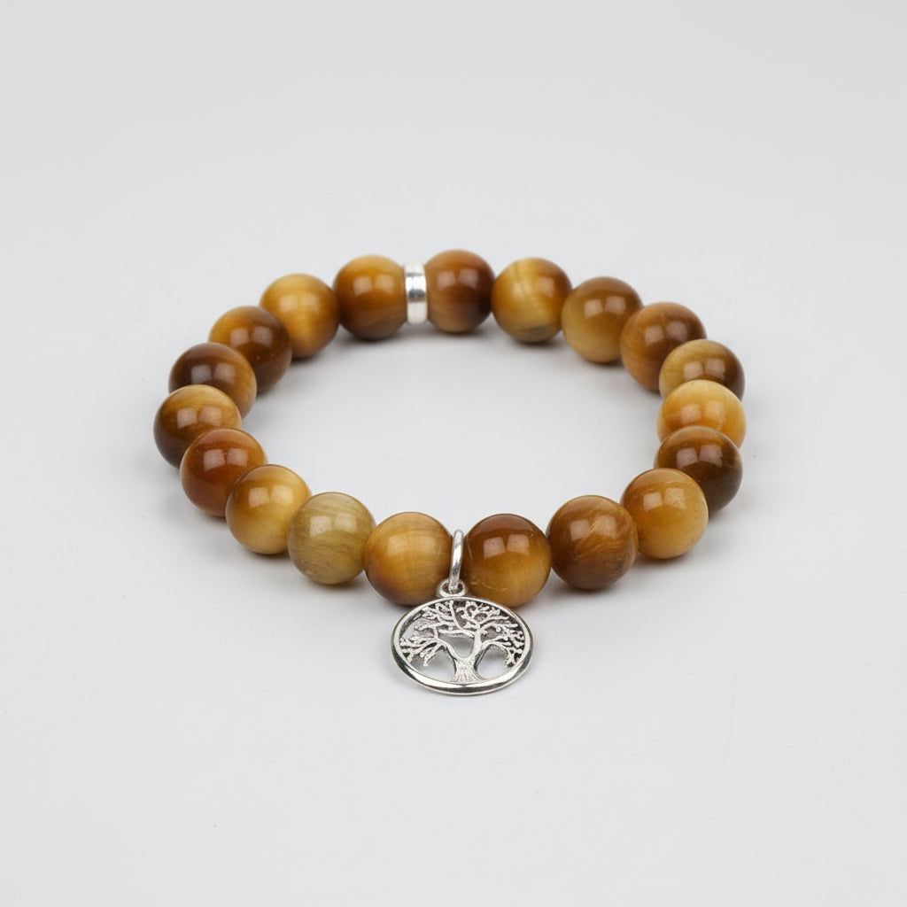 Brown Cats Eye Tree of Life Trinklet Bracelet-10 mm