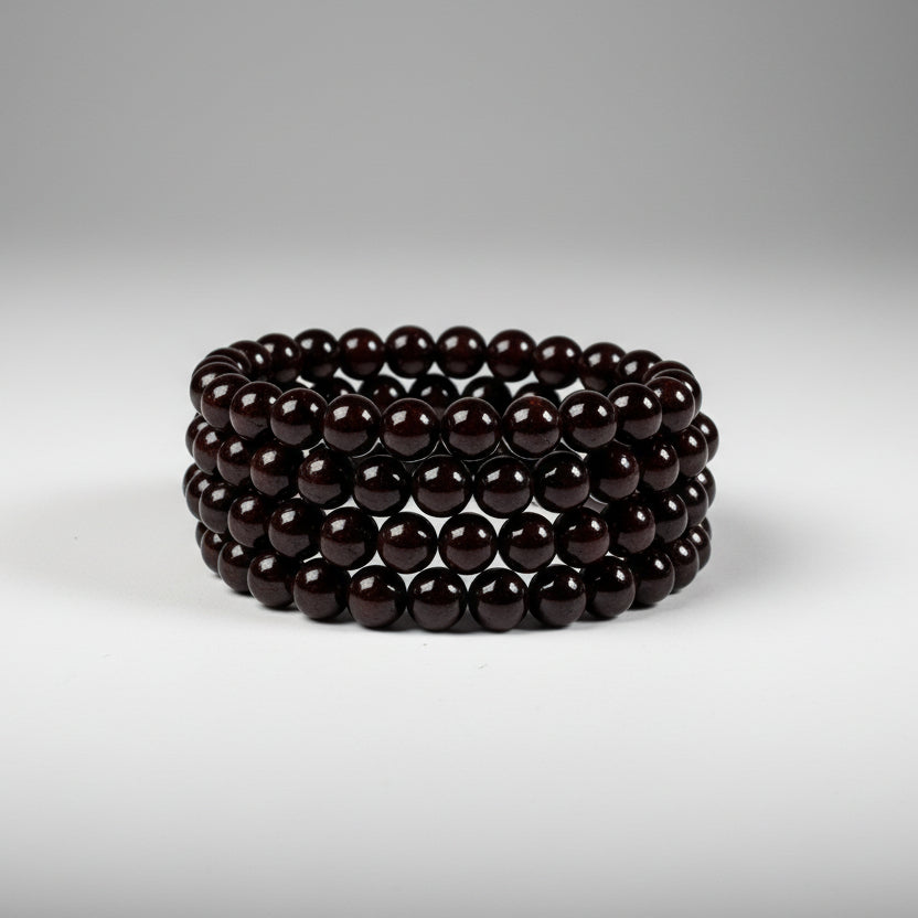 Garnet Beads Spiral Stack Bracelet