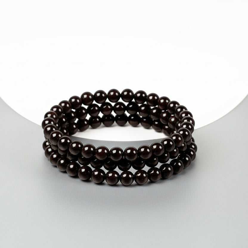 Garnet Beads Spiral Stack Bracelet