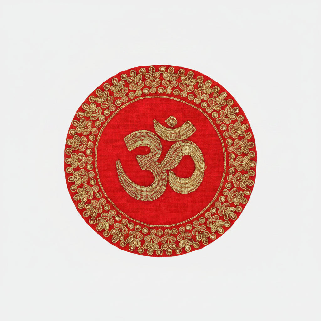 OM Design Round Puja Altar Cloth-Small