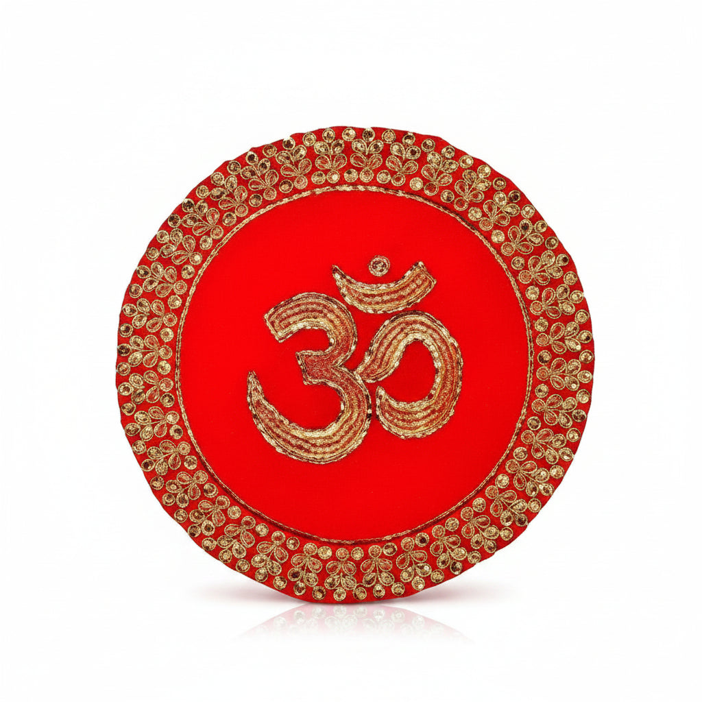 OM Design Round Puja Altar Cloth-Small