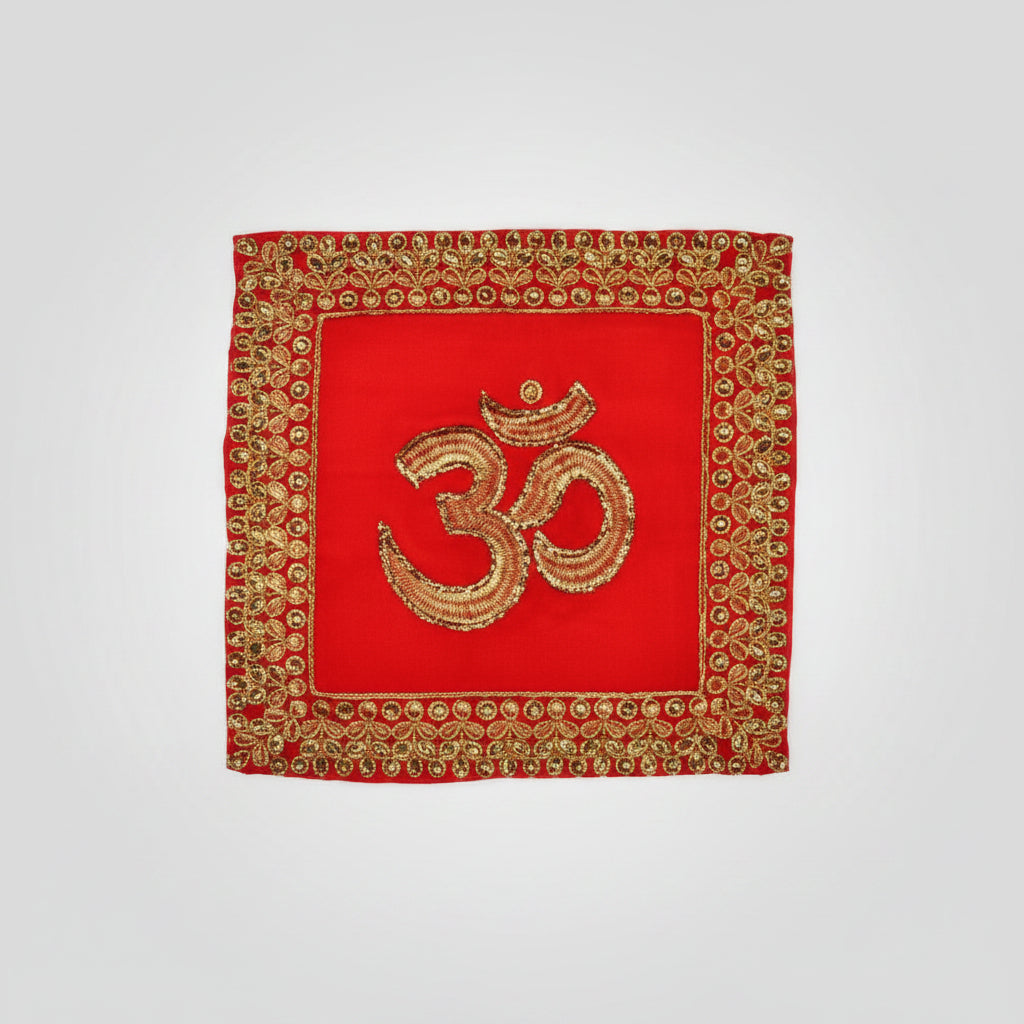 OM Design Square Puja Altar Cloth-Large