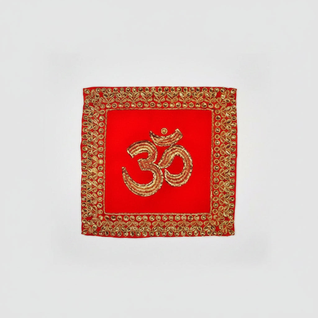 OM Design Square Puja Altar Cloth-Large