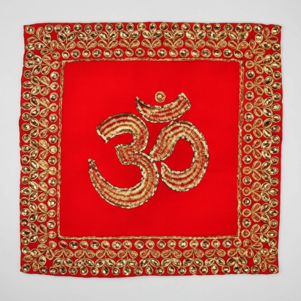 OM Design Square Puja Altar Cloth-Regular