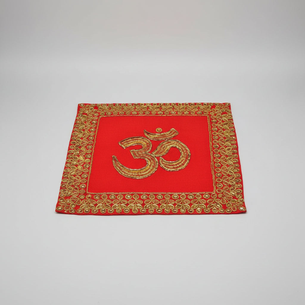 OM Design Square Puja Altar Cloth-Small