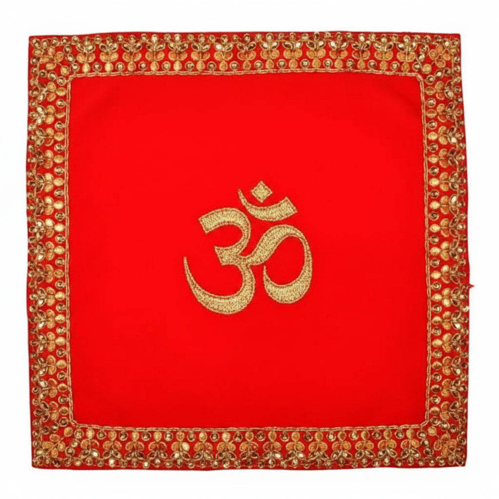 Swastik Design Square PUJA Altar Cloth-Small