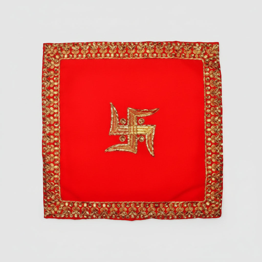 Swastik Design Square PUJA Altar Cloth-Regular