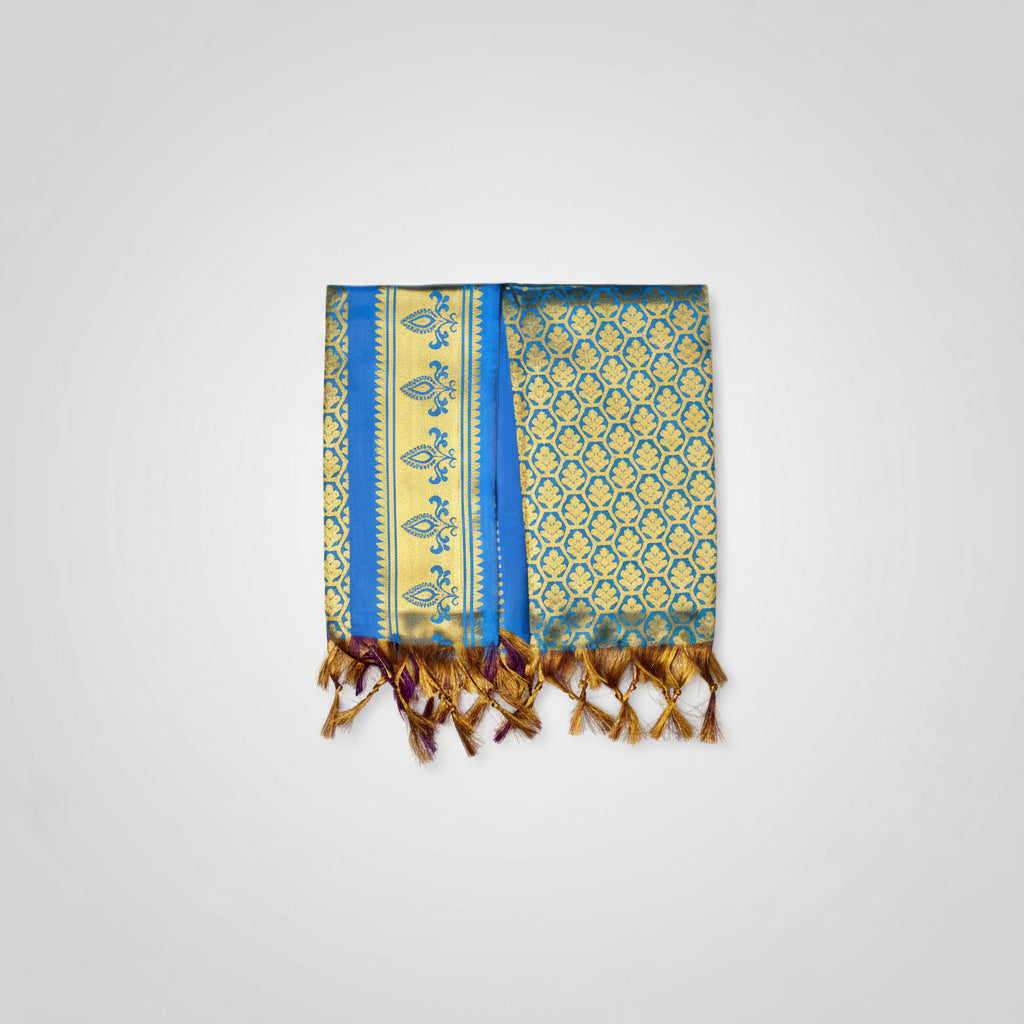 Golden Designer Silk PUJA Shawl-Maroon