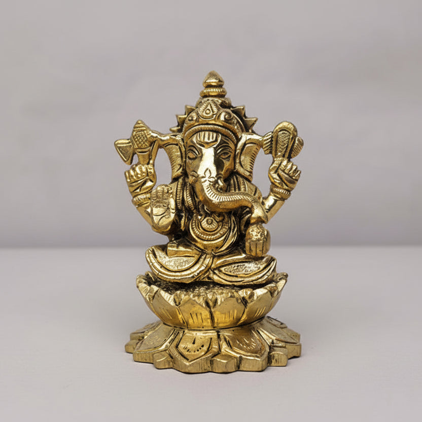 Kamal Lakshmi Ganesh Brass Statue