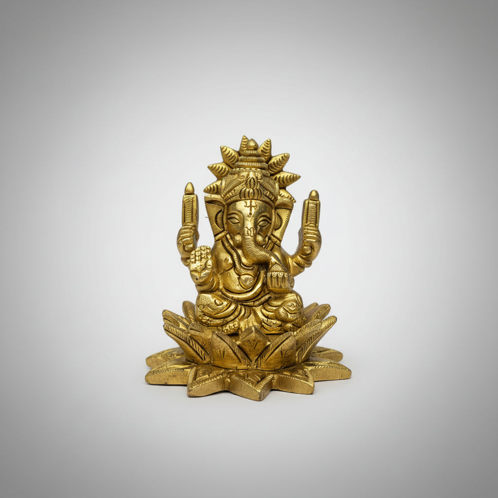 Ganesh Lakshmi Brass Statue