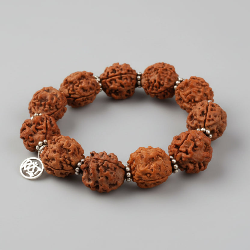 3 Mukhi Mahajwala Bracelet-Large-Woolen Spacers