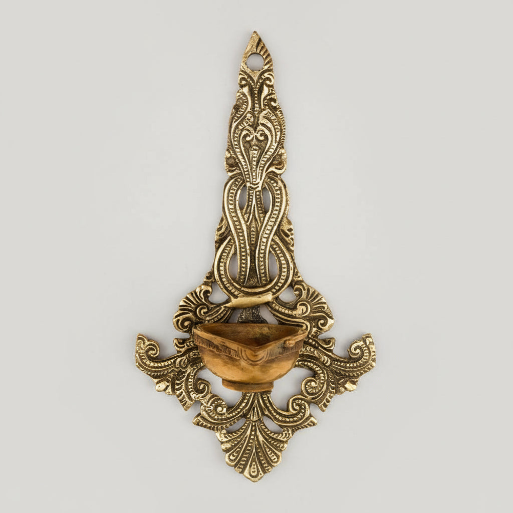Antique Hanging Brass Diya-Set of 2