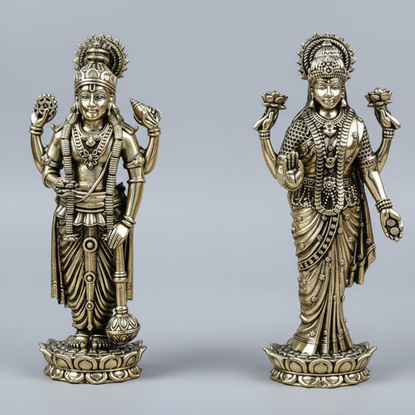 Standing Laxmi Vishnu Ashtadhatu Idol