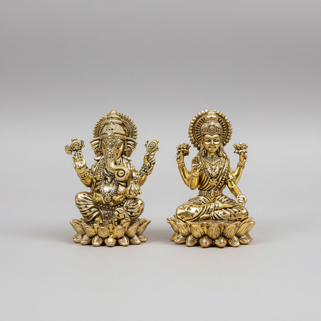 Kamal Ganesh Laxmi Ashtadhatu Idols Set