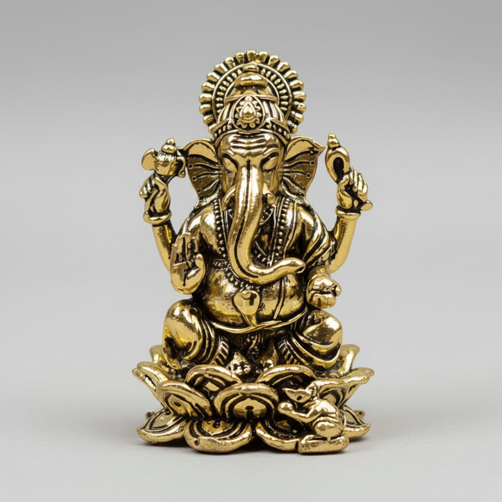 Ganesh on Lotus Ashtadhatu Idol