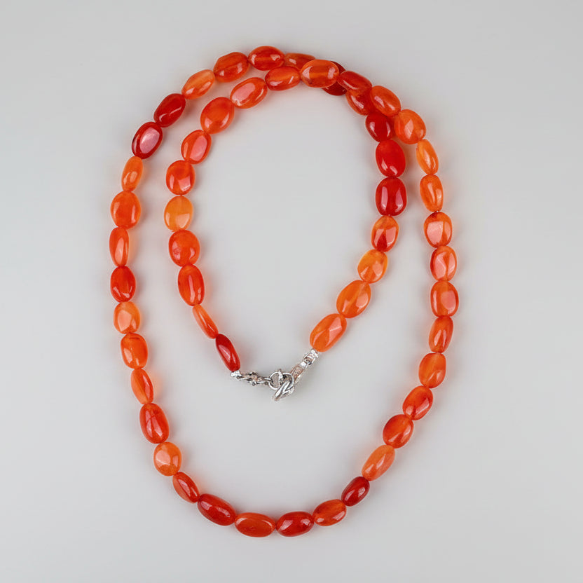 Carnelian Oval Beads Necklace