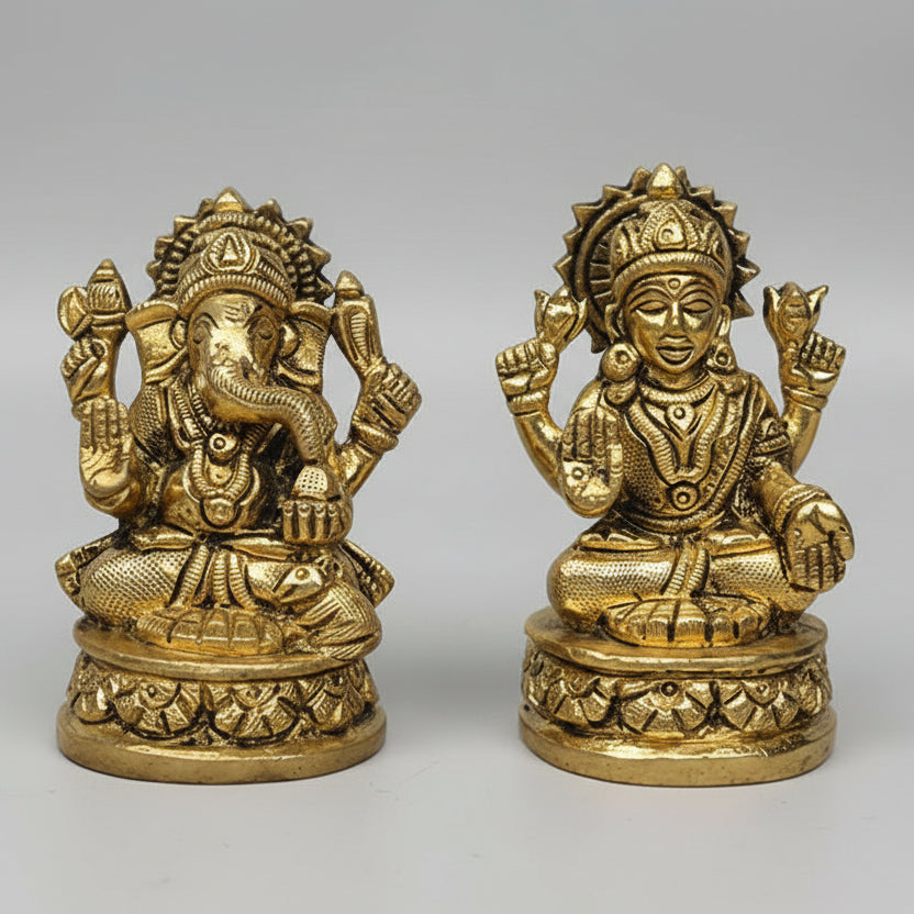 Ganesh Lakshmi Brass Idol