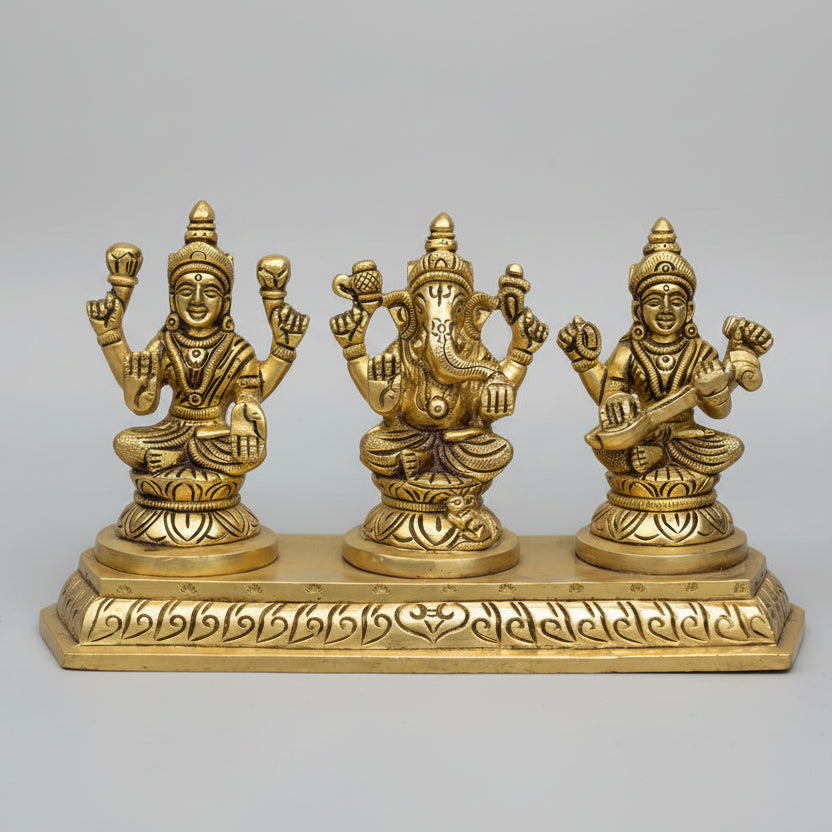 Ganesh Laxmi Saraswati Brass Idol