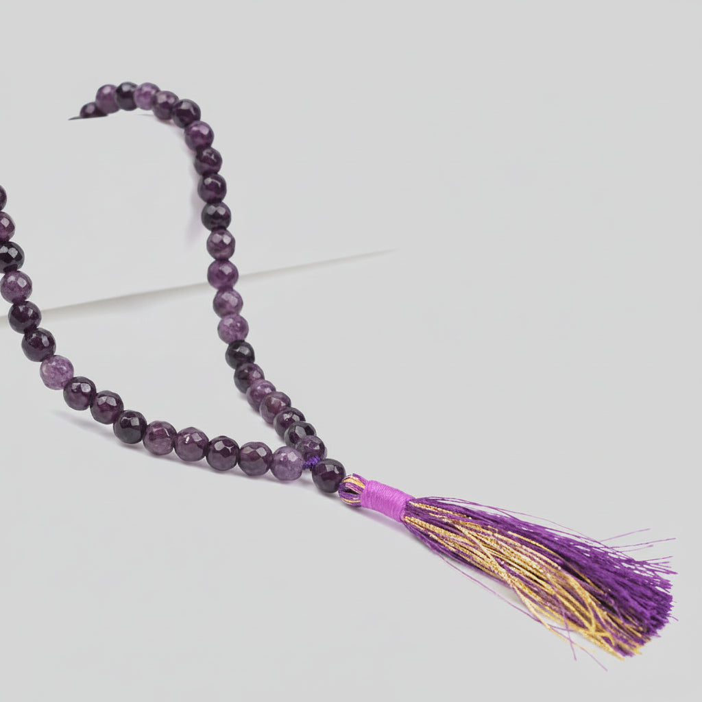 Amethyst Round Faceted Beads Mala-4 mm