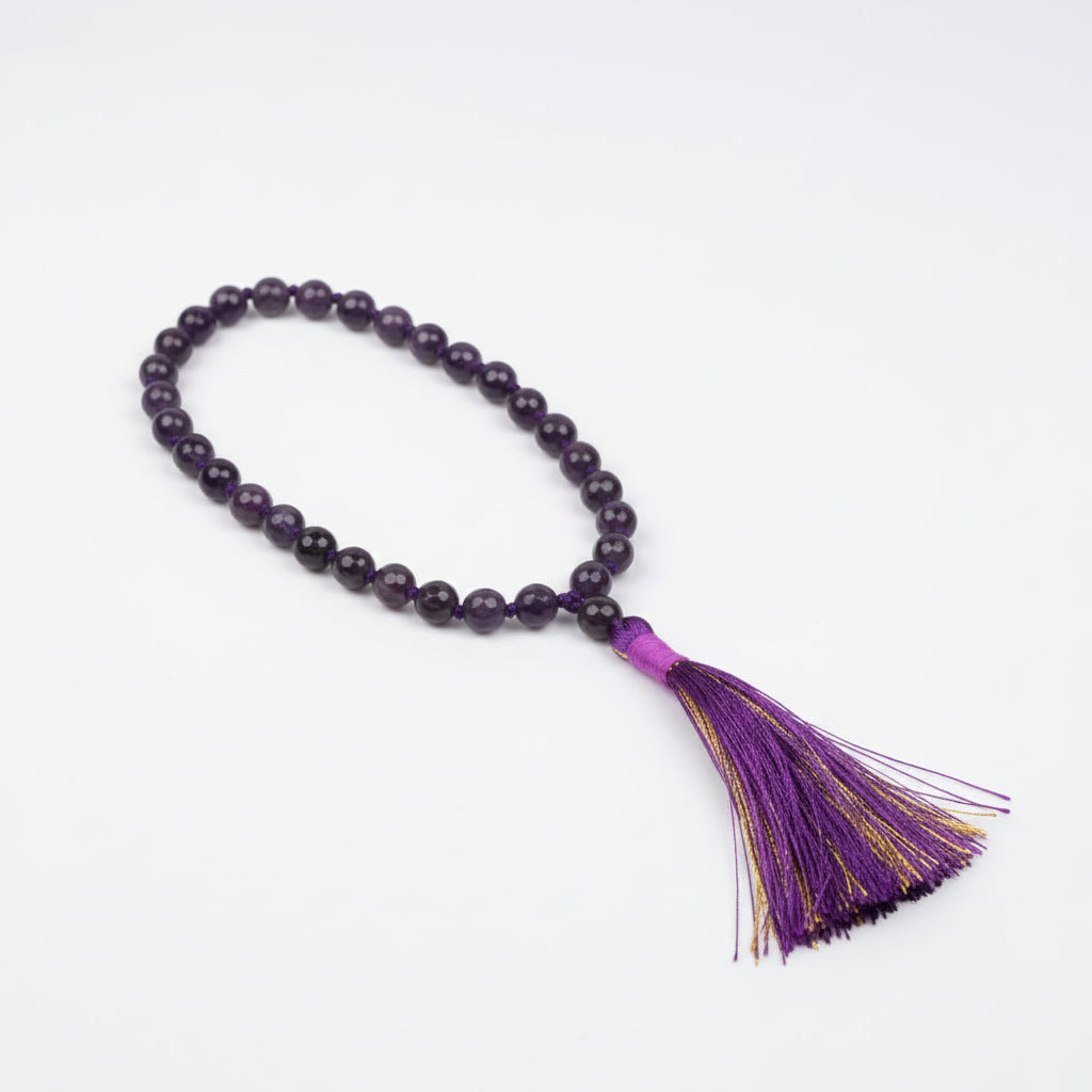 Amethyst Faceted Beads Knotted Mala-4 mm
