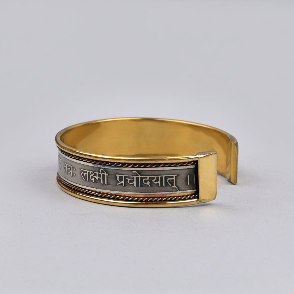 Laxmi Gayatri Mantra Kada-Brass Finish