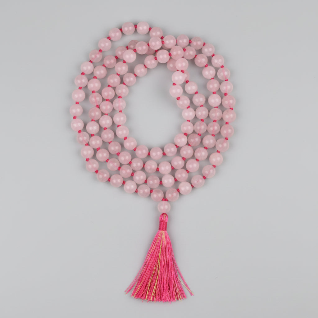 Rose Quartz Knotted Mala-10 mm