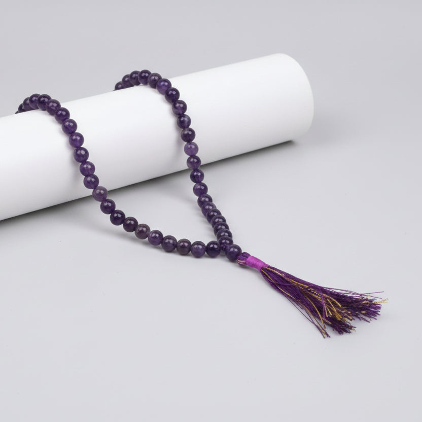 Amethyst Round Beads Mala-10 mm